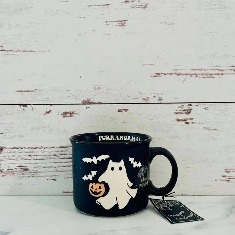 Purranormal Spooky Ghost Cat Black Ceramic Fall Halloween Mug - Picture 2 of 9